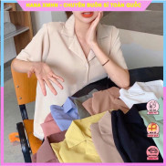 [SƠ MI NỮ] Áo Sơ Mi Nữ, Áo Cổ Vest Nữ Màu Trơn Quốc Dân Chất Đũi Phối Chân Váy Siêu Xinh